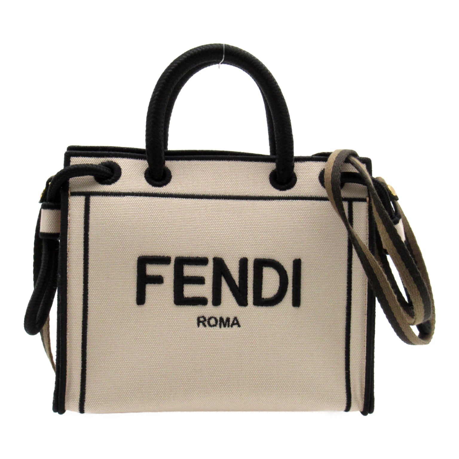 Fendi Fendi 2w Shoulder Bag 2way Shoulder Bag Linen Beige Black 8BH380