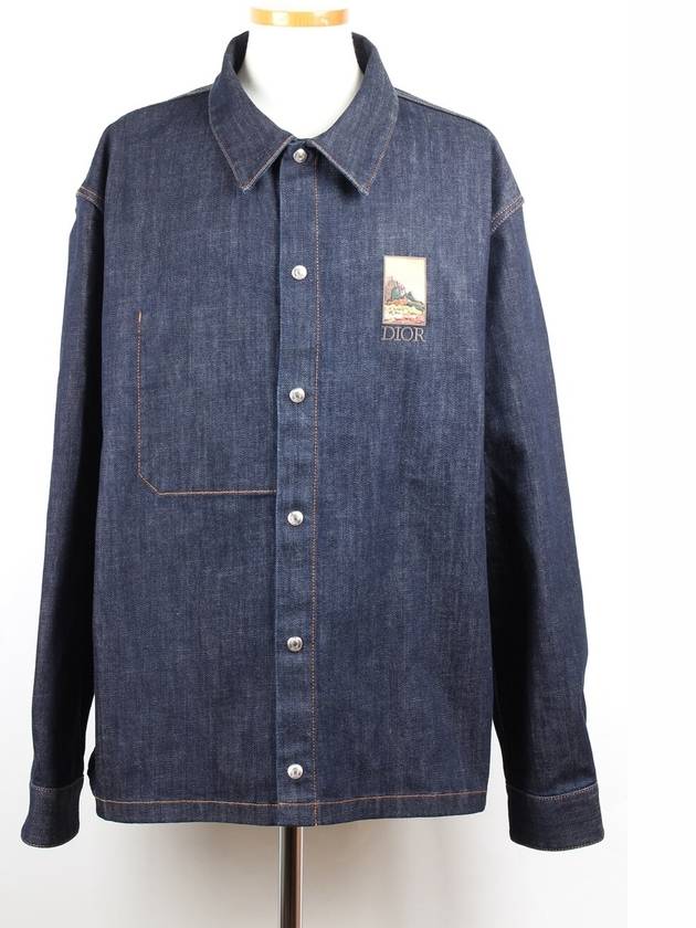 x Kim Jones Kerouac Logo Over Denim Shirt Jacket 56 Dior