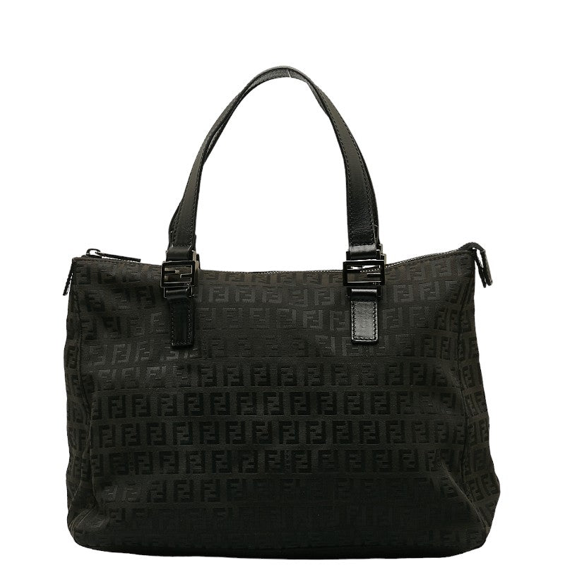 Fendi Zubo Handbag 8BH134 Black Linen Leather Fendi