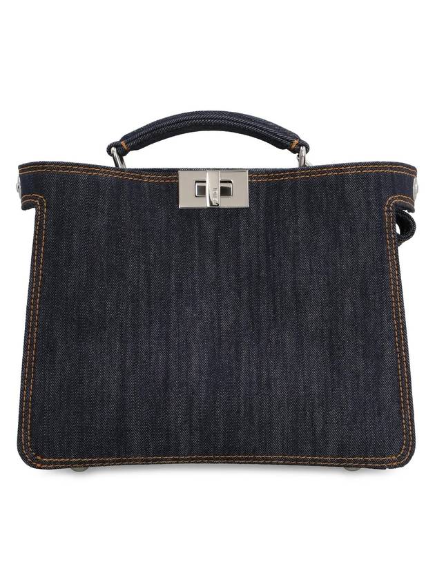 Fendi Peekaboo ISeeU Mini Denim Tote Bag Navy Blue