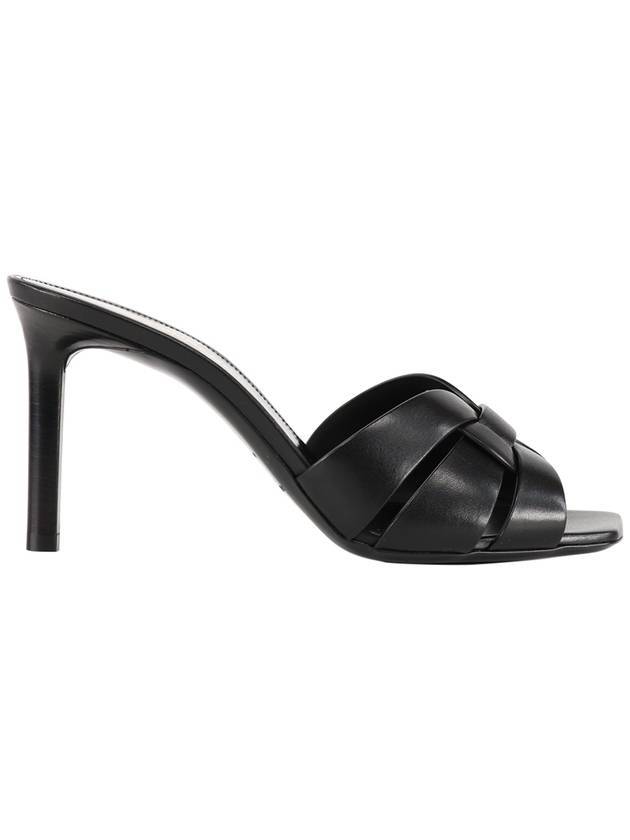 Saint Laurent Tribute Leather Sandal Heels Black