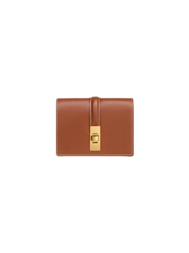CELINE 16 Flap Shiny Calfskin Card Wallet Tan