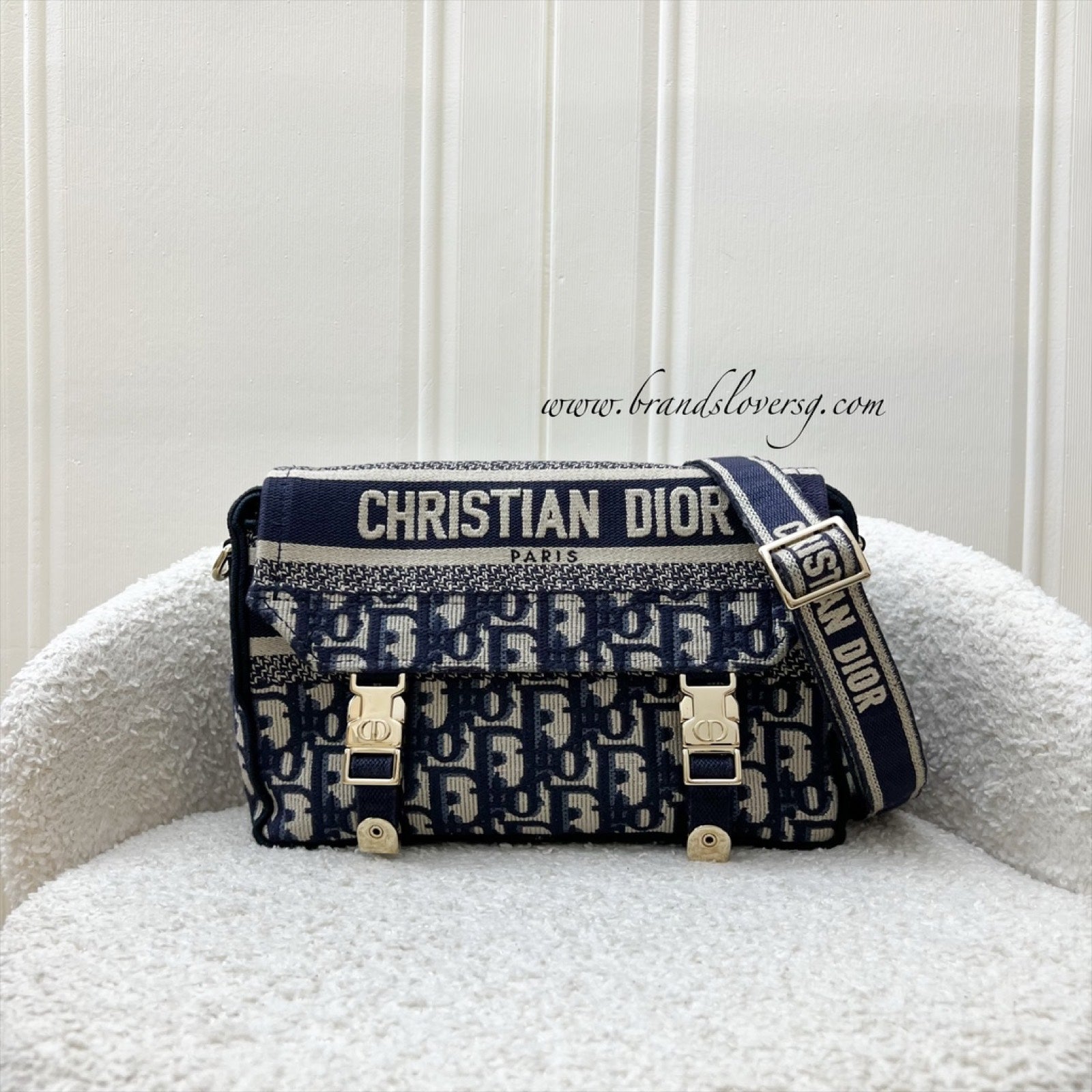 Dior Small Diorcamp Bag in Blue Oblique Embroidery (Model: M1241ORIW)