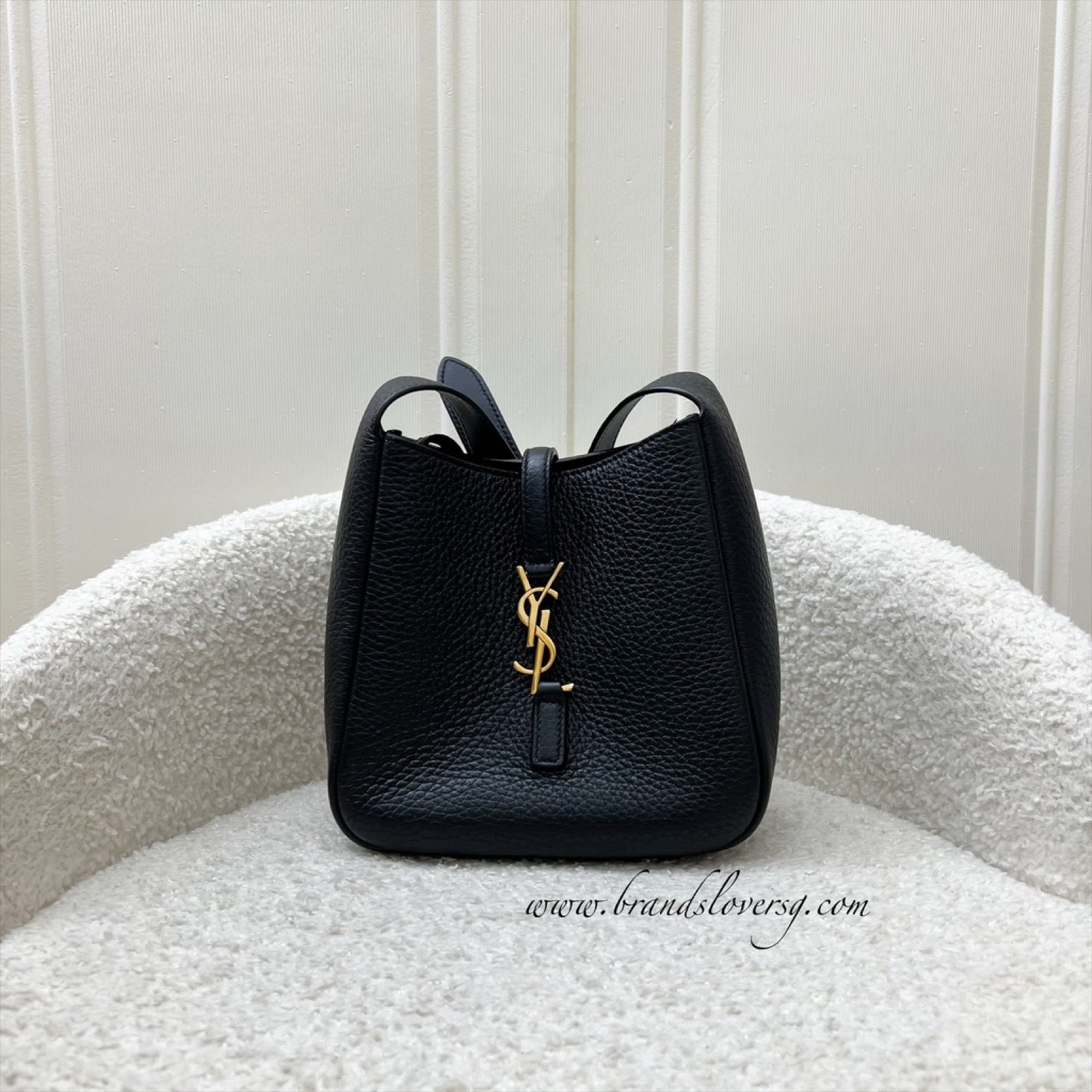 Saint Laurent YSL Baby Le 5 À 7 Supple Hobo in Black Grained Calfskin and GHW