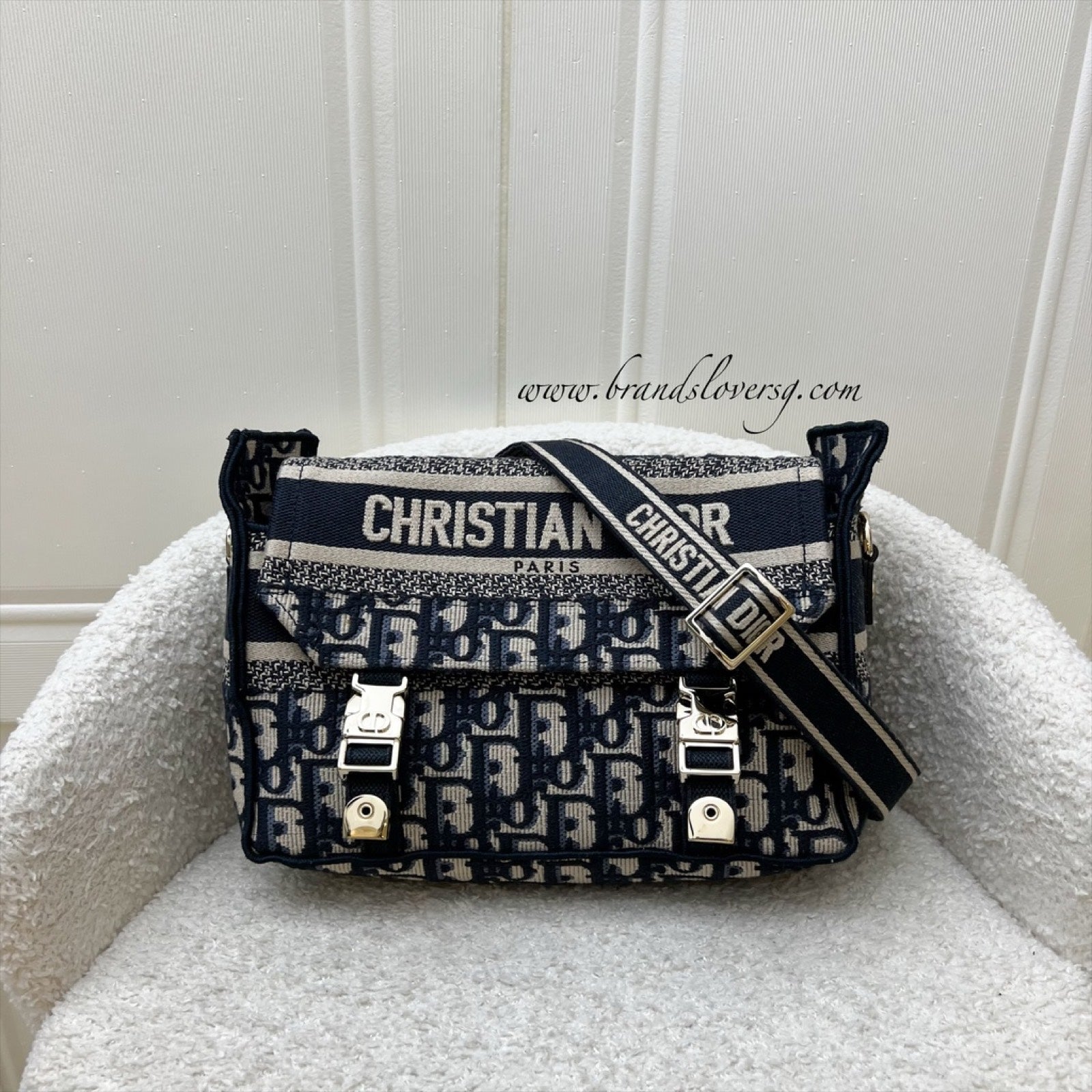 Dior Small Diorcamp Bag in Dark Blue Oblique Embroidery (Model: M1241ORIW, Colour: M928)