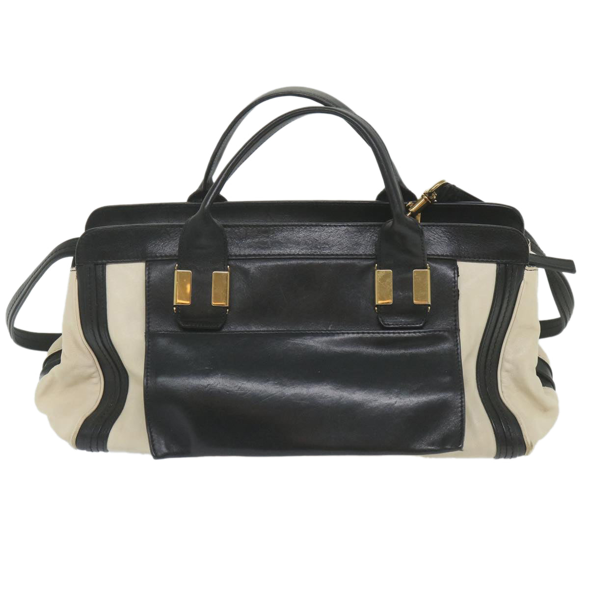Chloe Alice Hand Bag Leather 2way White Black 04 12 62 65 ep2460