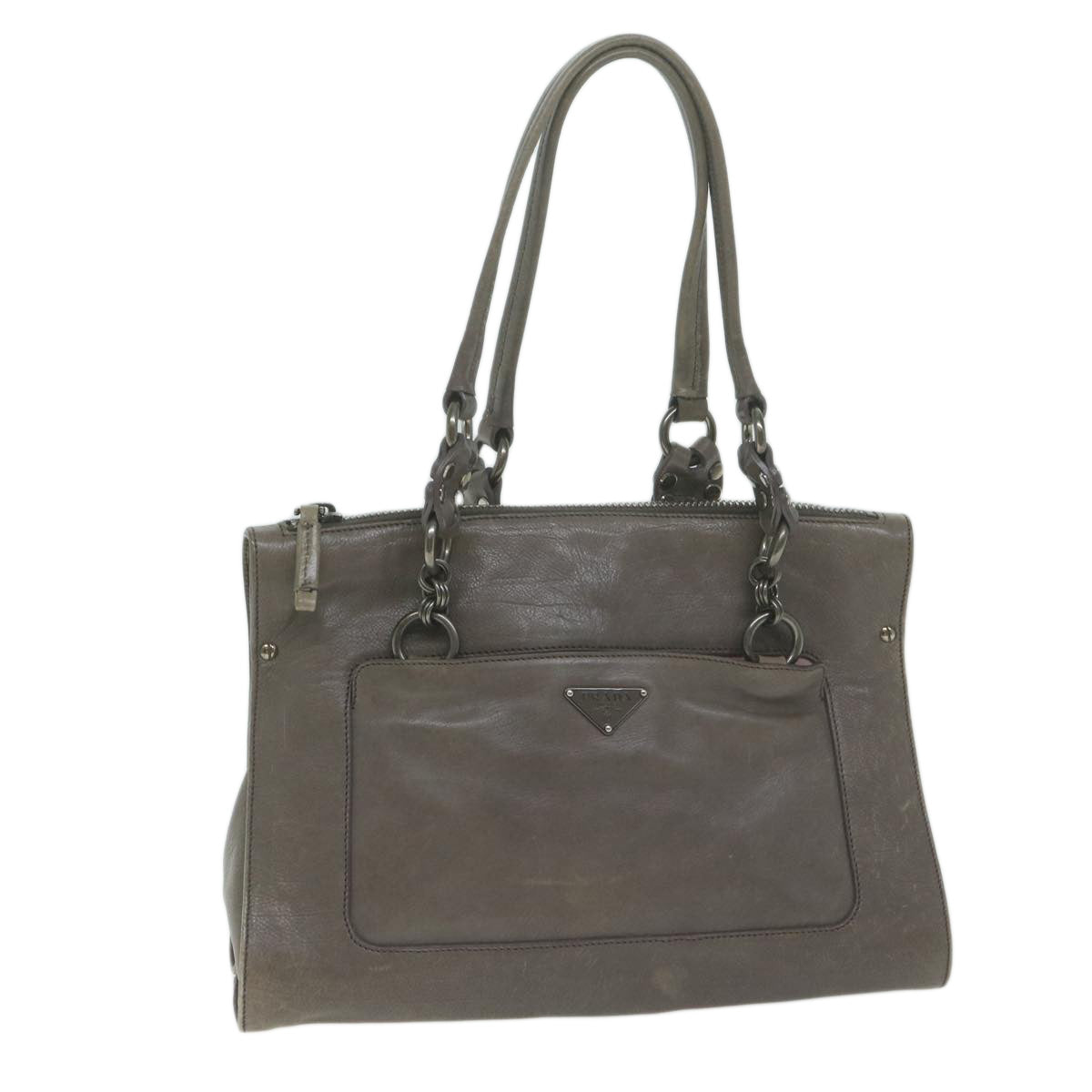 PRADA Shoulder Bag Leather Gray ep3136