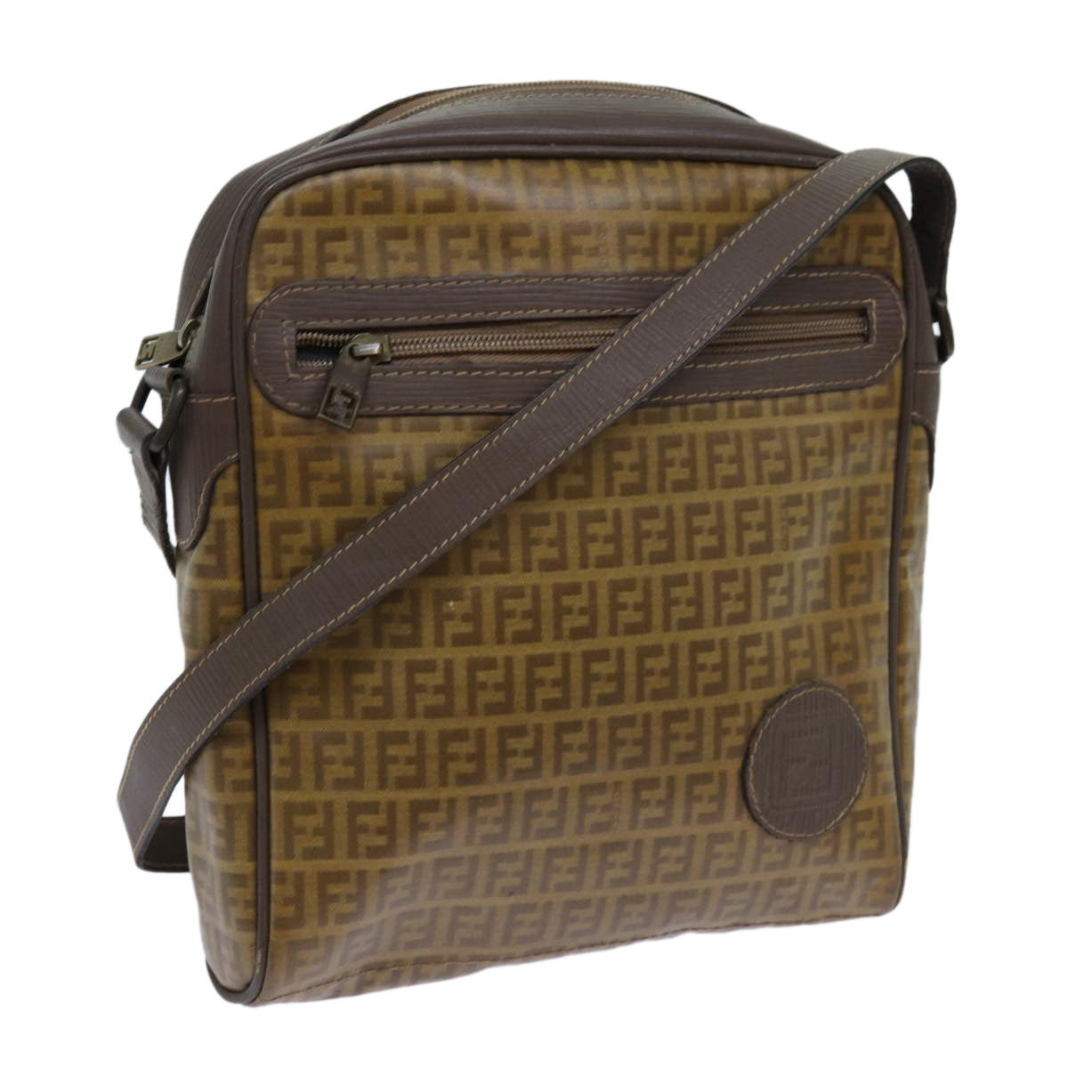 FENDI Zucchino Canvas Shoulder Bag Brownep3988