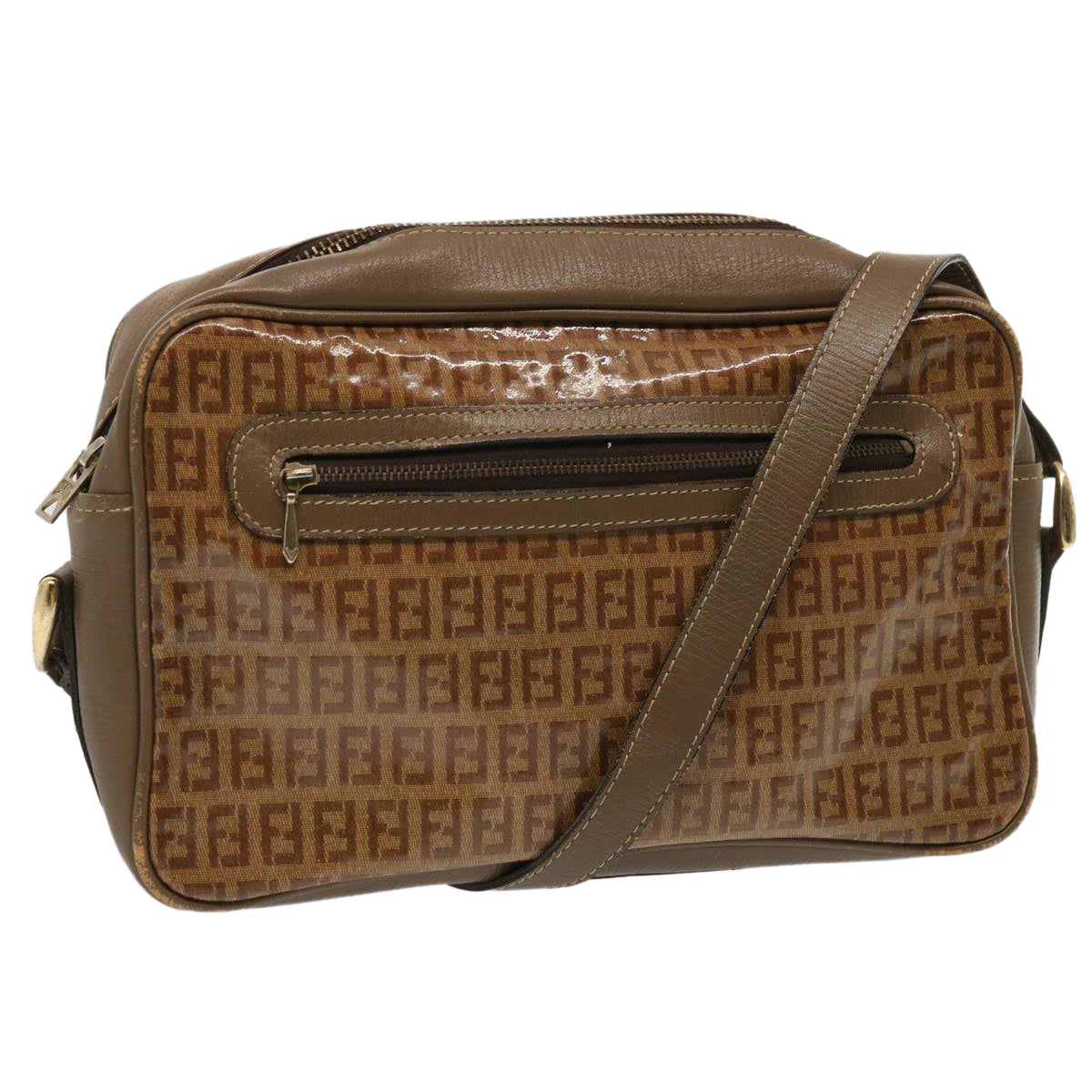 FENDI Zucchino Canvas Shoulder Bag Vintage Beigeep4149