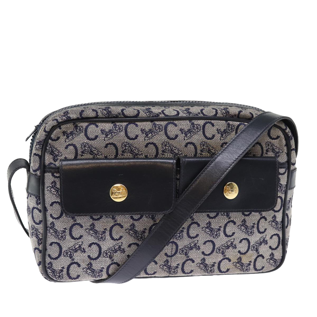 CELINE C Macadam Canvas Shoulder Bag Navy ep4394