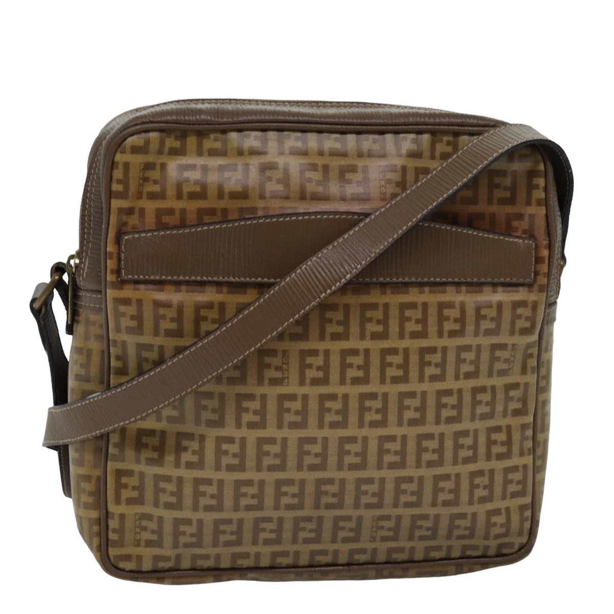 FENDI Zucchino Canvas Shoulder Bag Vintage Beigeep4463
