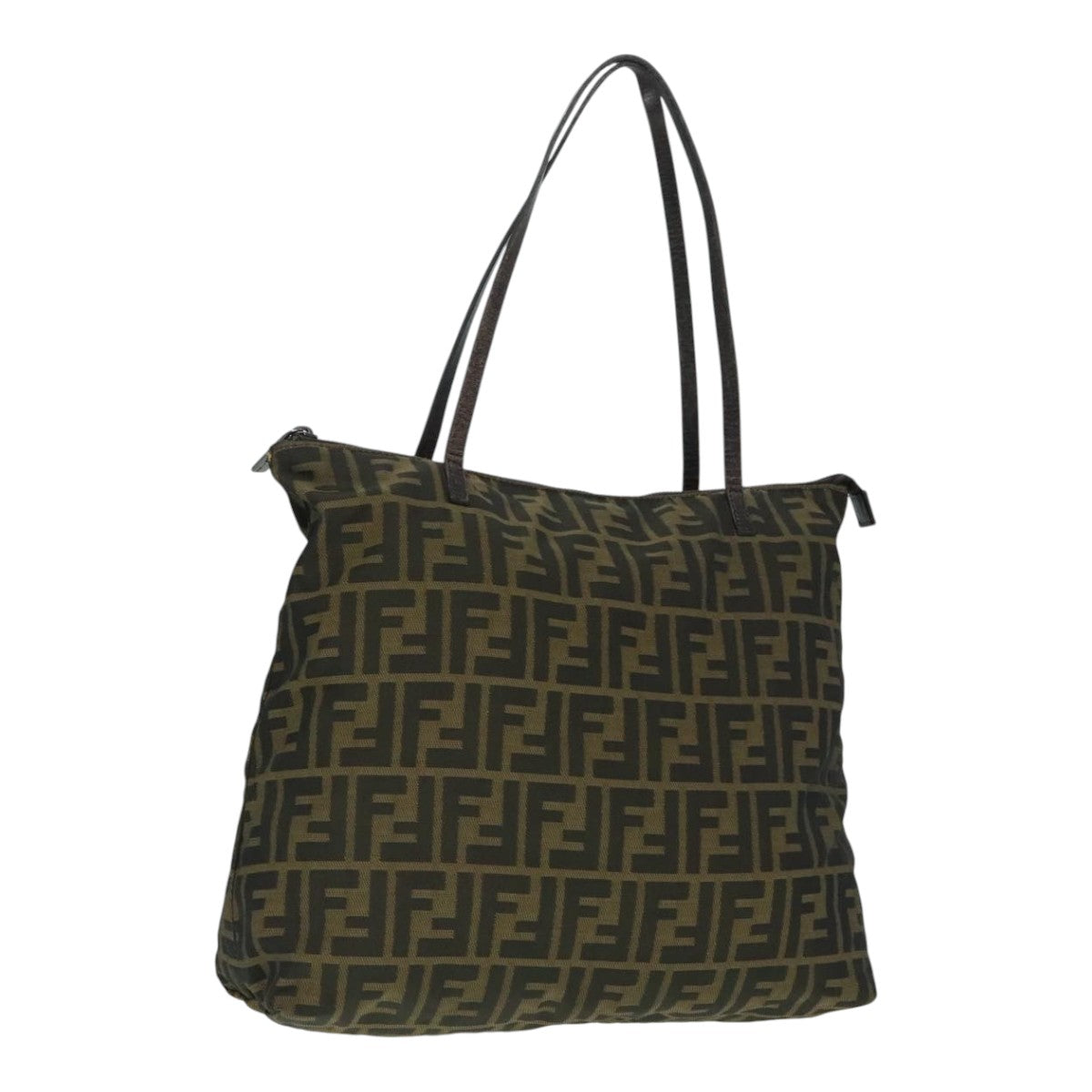FENDI Zucca Canvas Tote Bag Brown Black Silverep6014