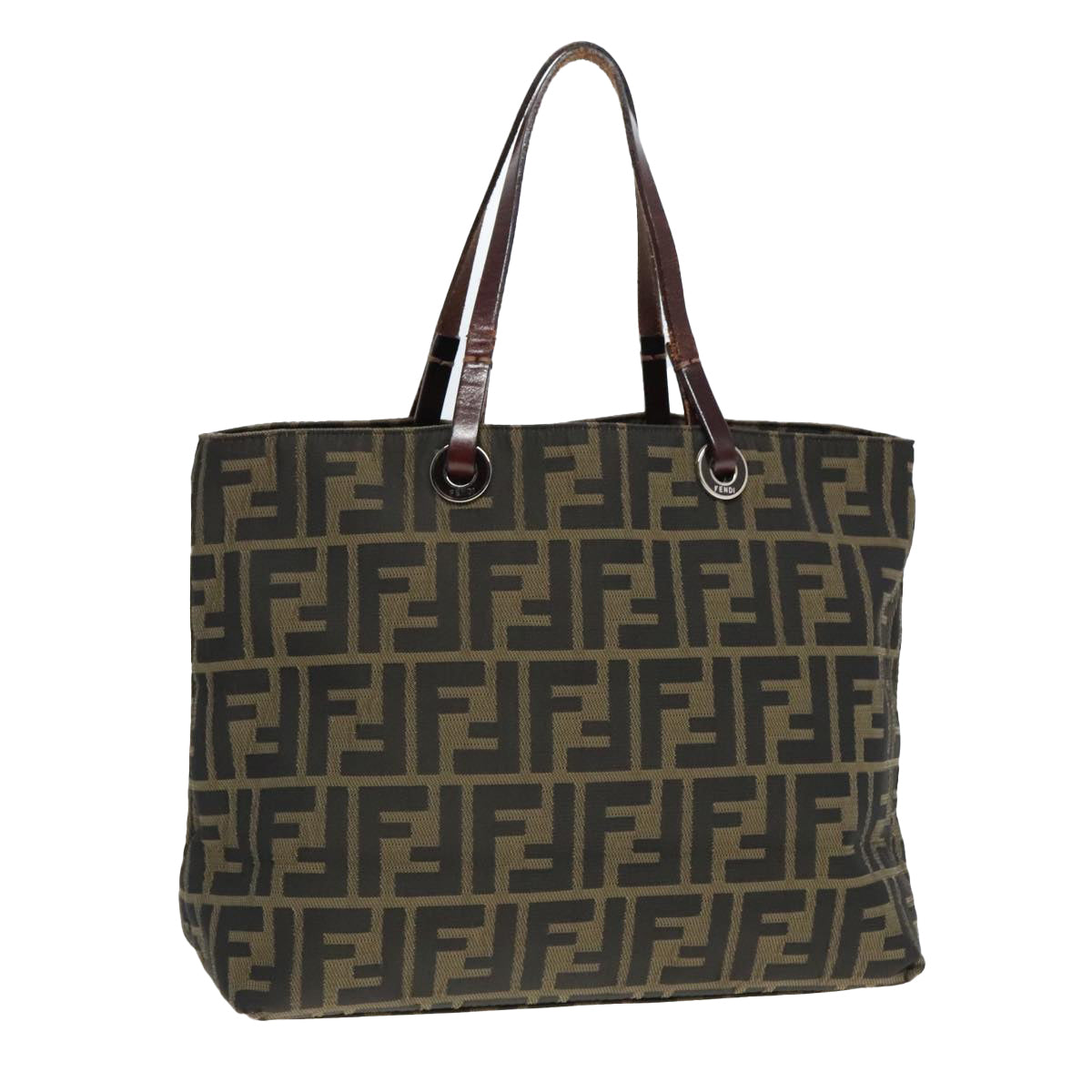 FENDI Zucca Canvas Tote Bag Brown Silverep6043