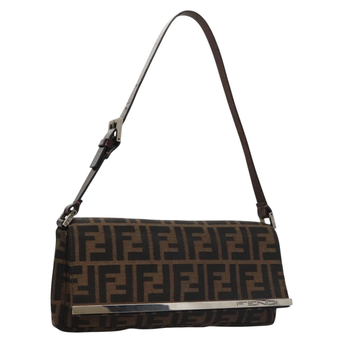 FENDI Zucca Canvas Shoulder Bag Brownep7236