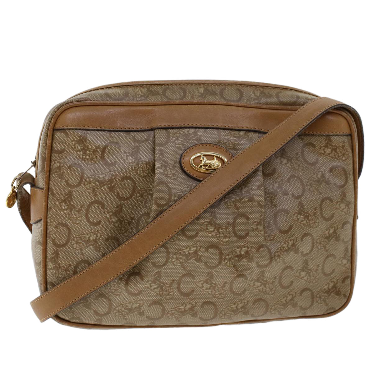 CELINE C Macadam Canvas Shoulder Bag Beige ep906