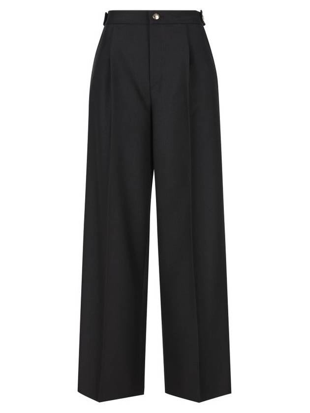 CELINE Taillat Flare Leg Mohair Wool High Waist Pants Black