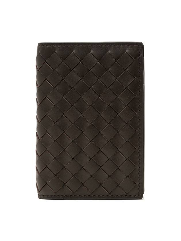 Bottega Veneta Intrecciato Flap Card Holder Dark Brown