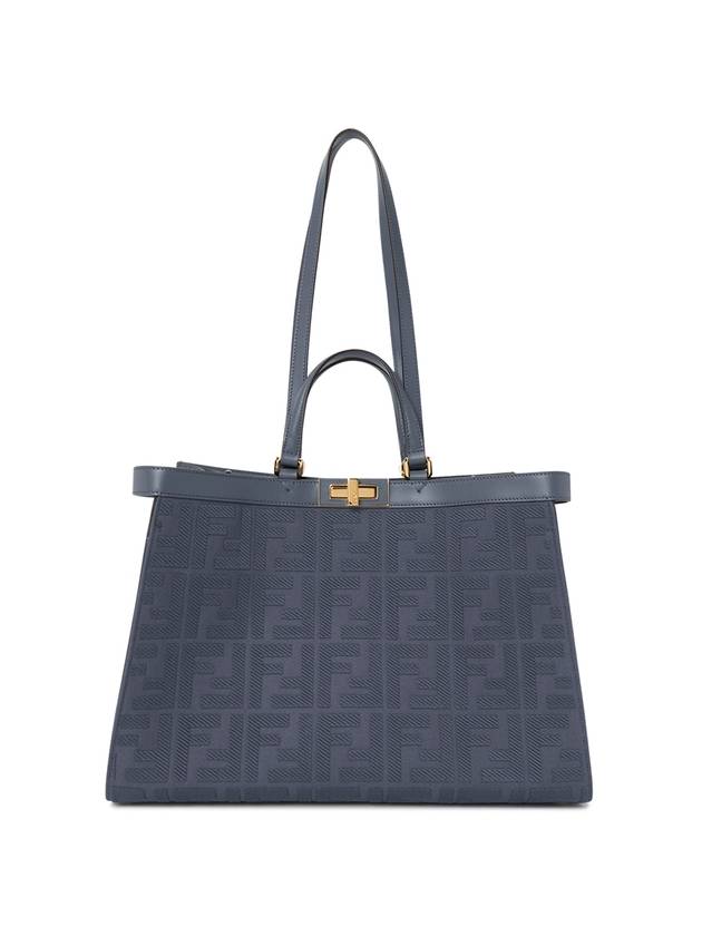 Fendi Logo Pattern Medium Canvas Tote Bag Blue