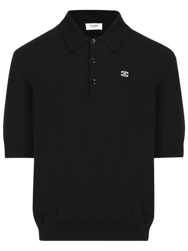 CELINE Triomphe Cotton Polo Shirt Black