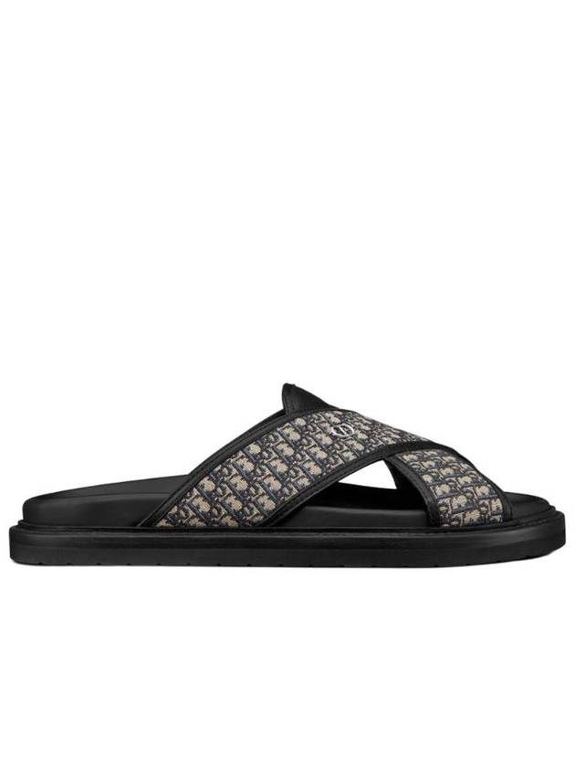 Aqua Oblique Jacquard Sandals Black Beige Dior