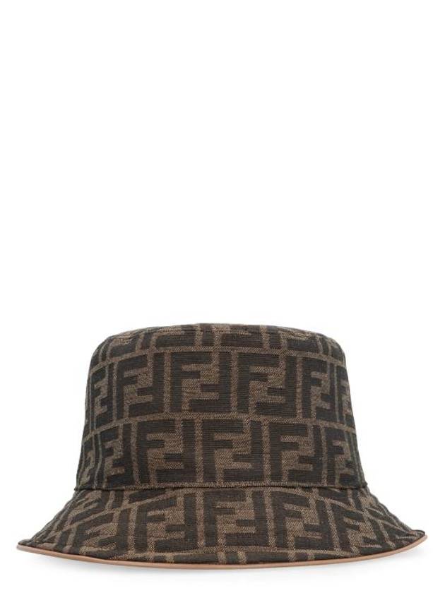 Fendi FF Logo Embroidery Cotton Bucket Hat Brown