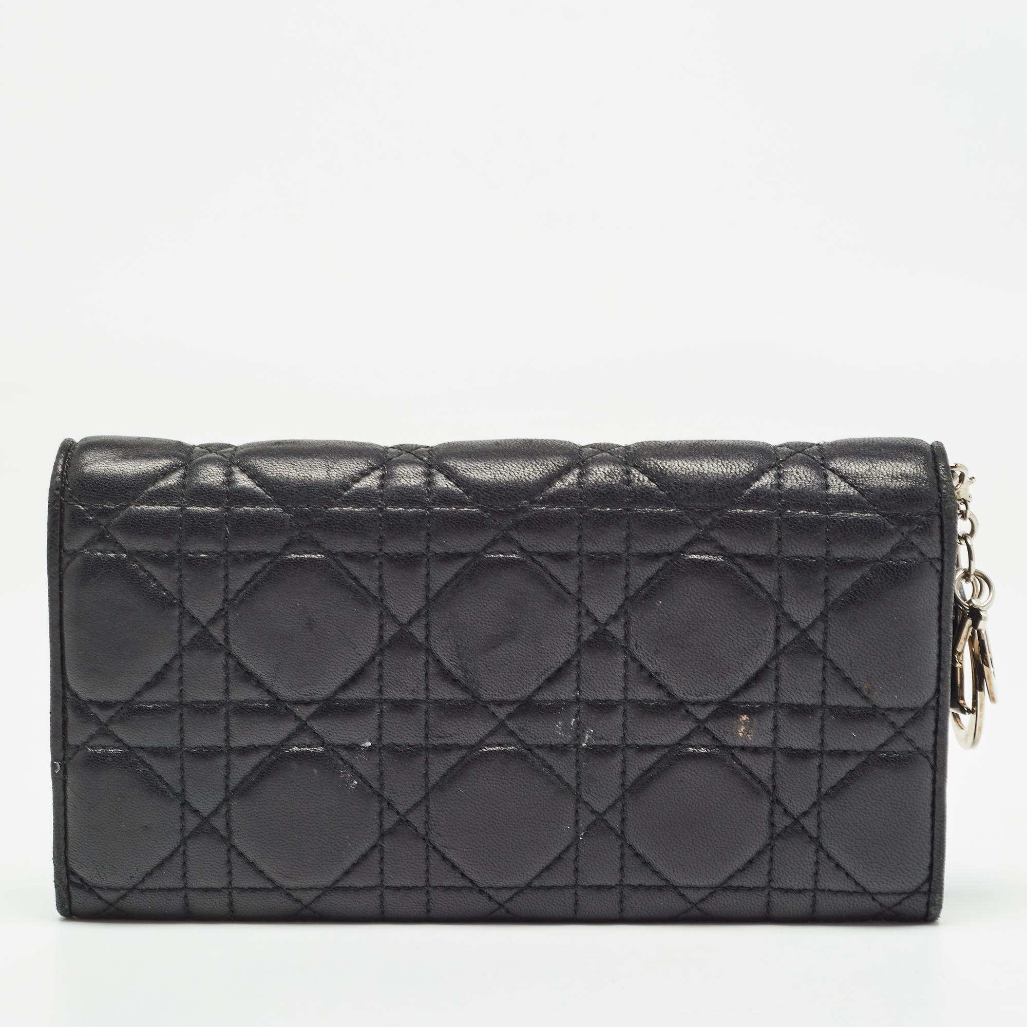 Dior Black Cannage Leather Lady Continental Wallet