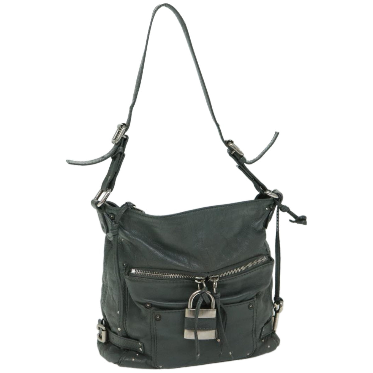 Chloe Paddington Shoulder Bag Leather Gray 03 06 53 fm3248