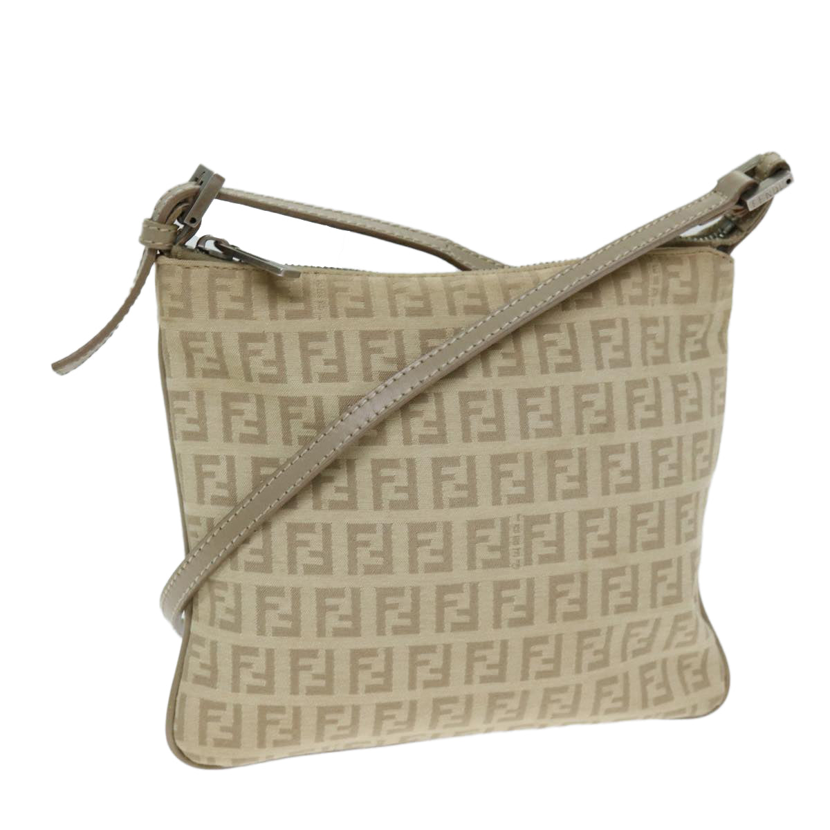 FENDI Zucchino Canvas Shoulder Bag Beigefm3513