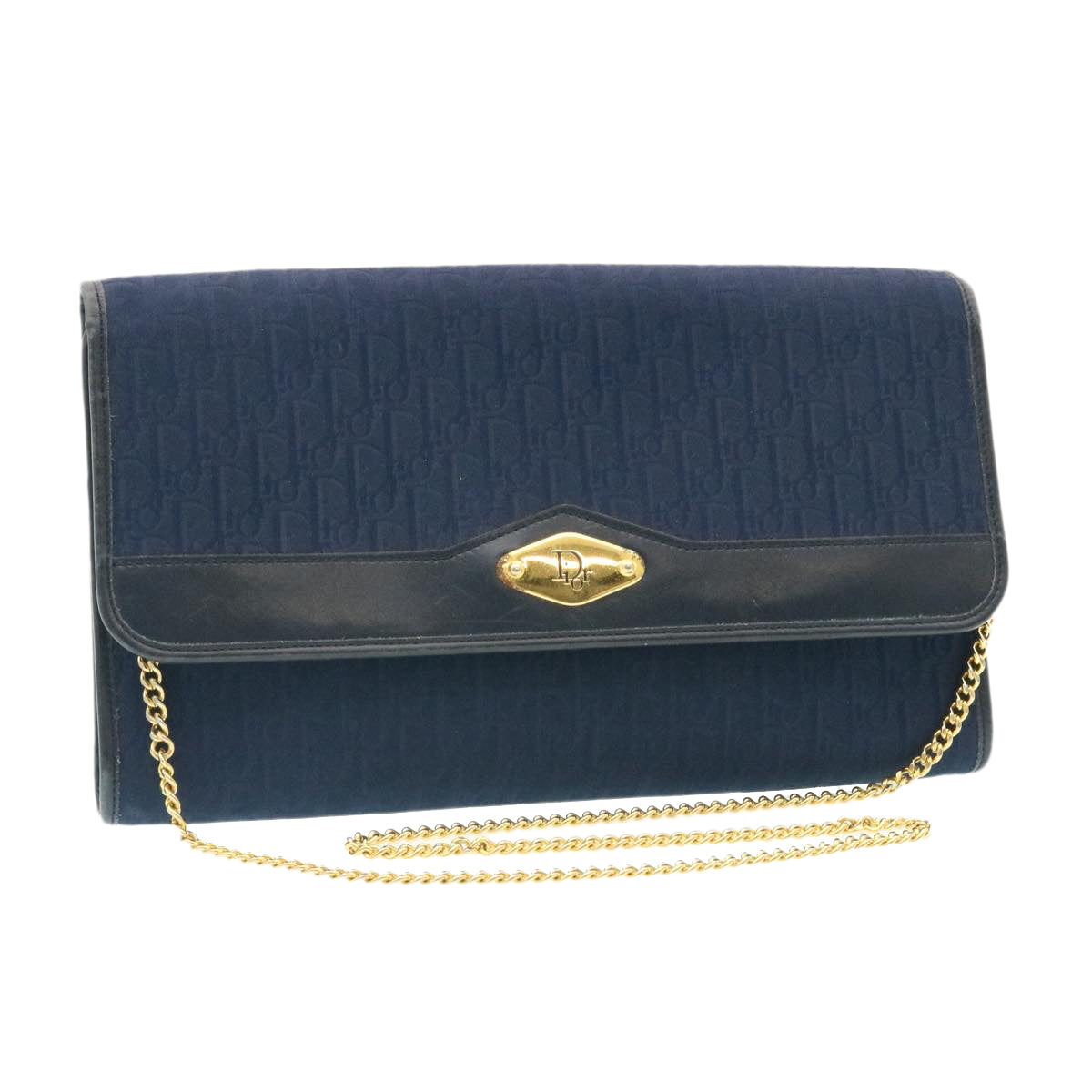 CHRISTIAN DIOR Honeycomb Canvas Shoulder Bag Navy am1653g