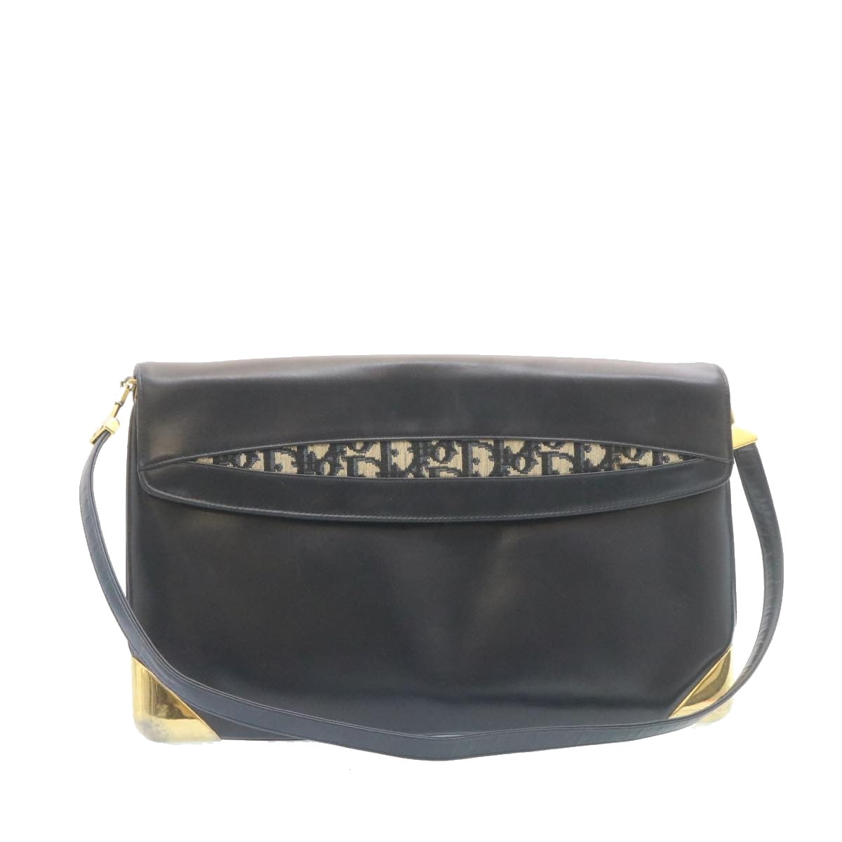 CHRISTIAN DIOR Trotter Canvas Shoulder Bag PVC Leather Blue am1903g
