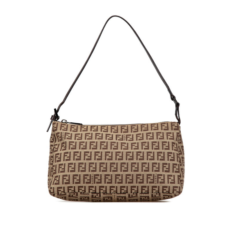 Fendi Zucchino Canvas Leather Handbag 8BR267