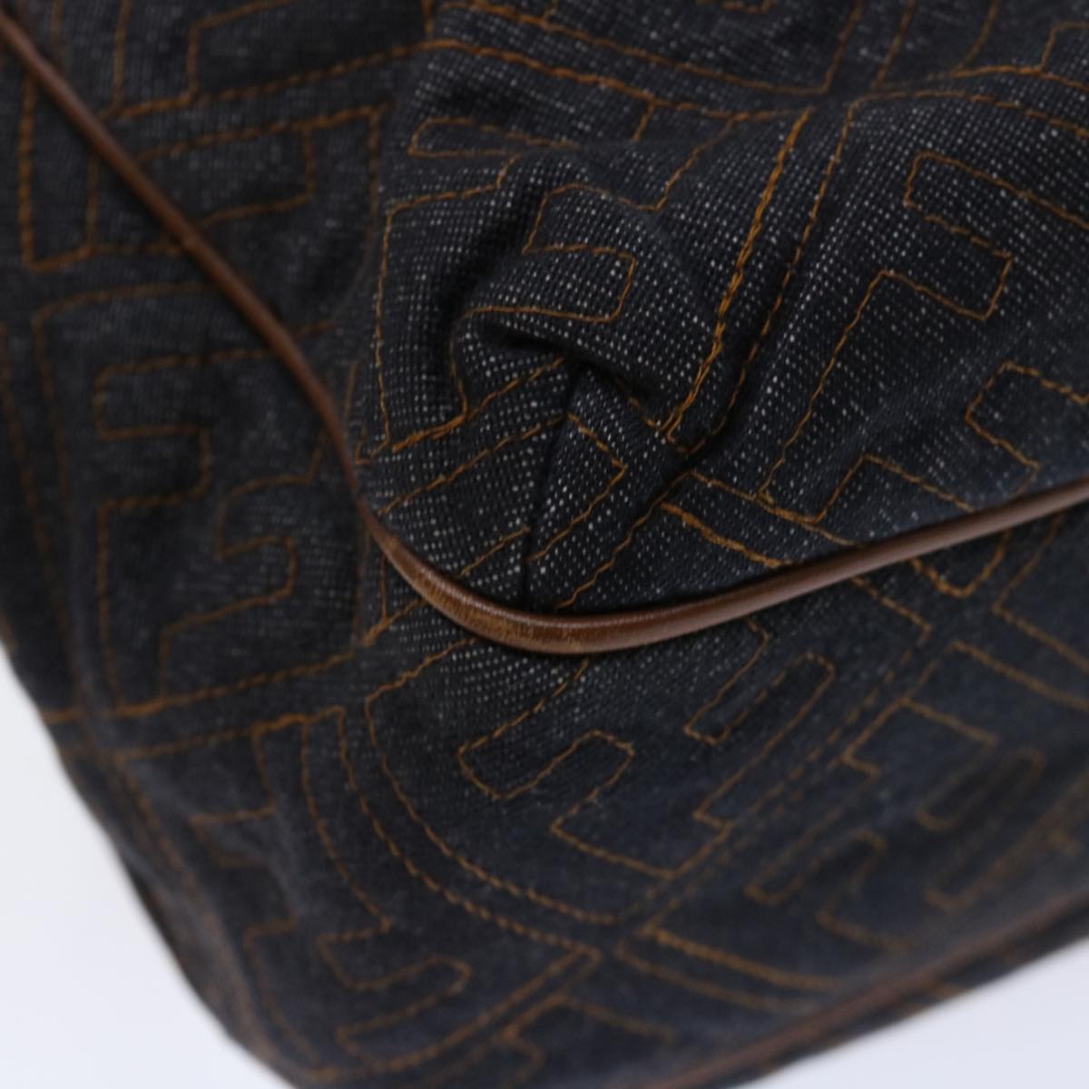 FENDI Zucca Canvas Shoulder Bag Navy Brownhk1233