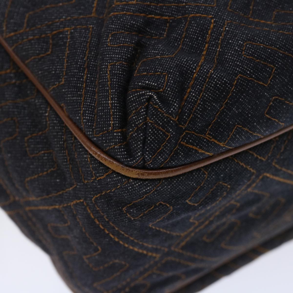 FENDI Zucca Canvas Shoulder Bag Navy Brownhk1233