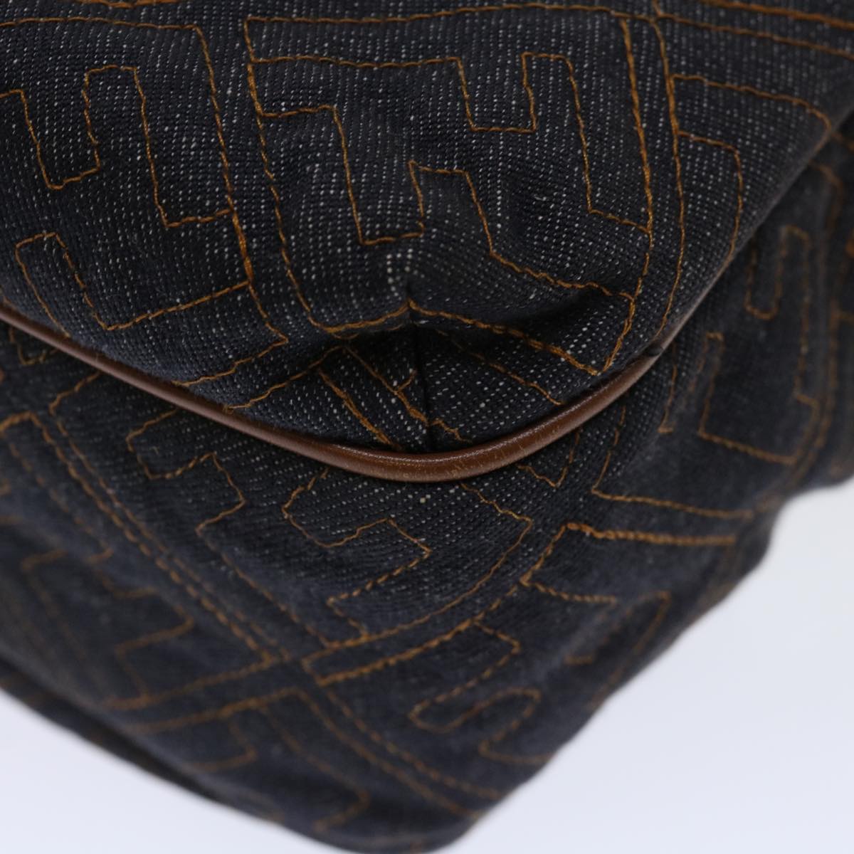 FENDI Zucca Canvas Shoulder Bag Navy Brownhk1233