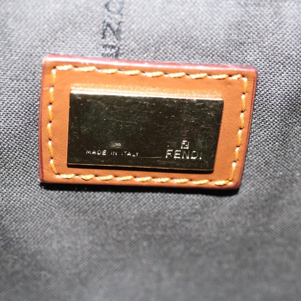 FENDI Zucca Canvas Shoulder Bag Navy Brownhk1233