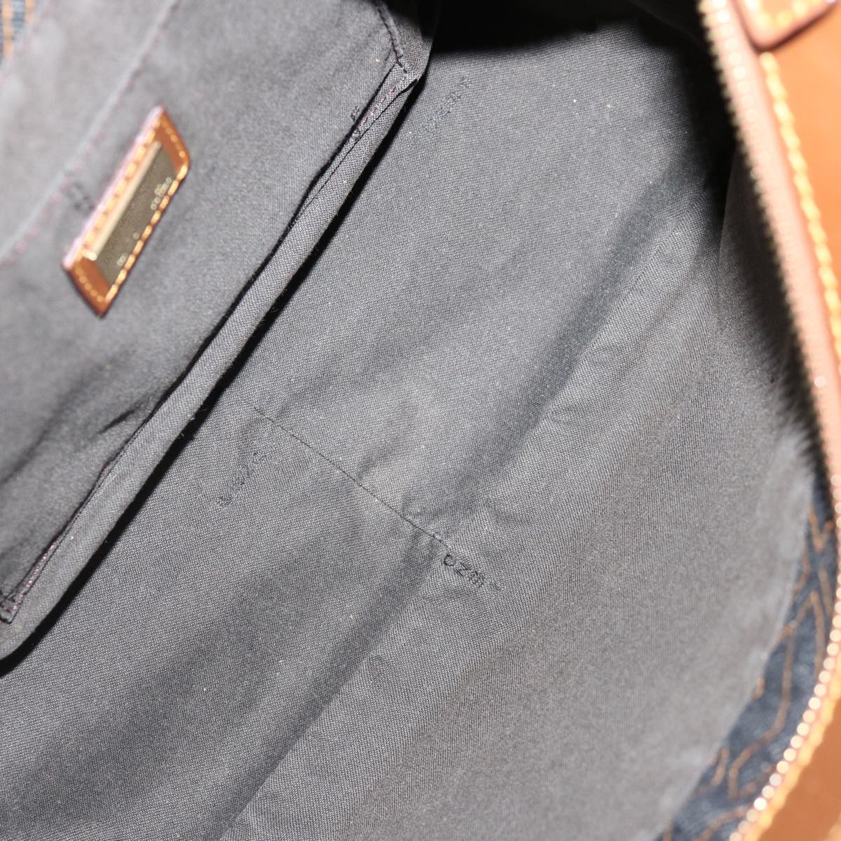 FENDI Zucca Canvas Shoulder Bag Navy Brownhk1233