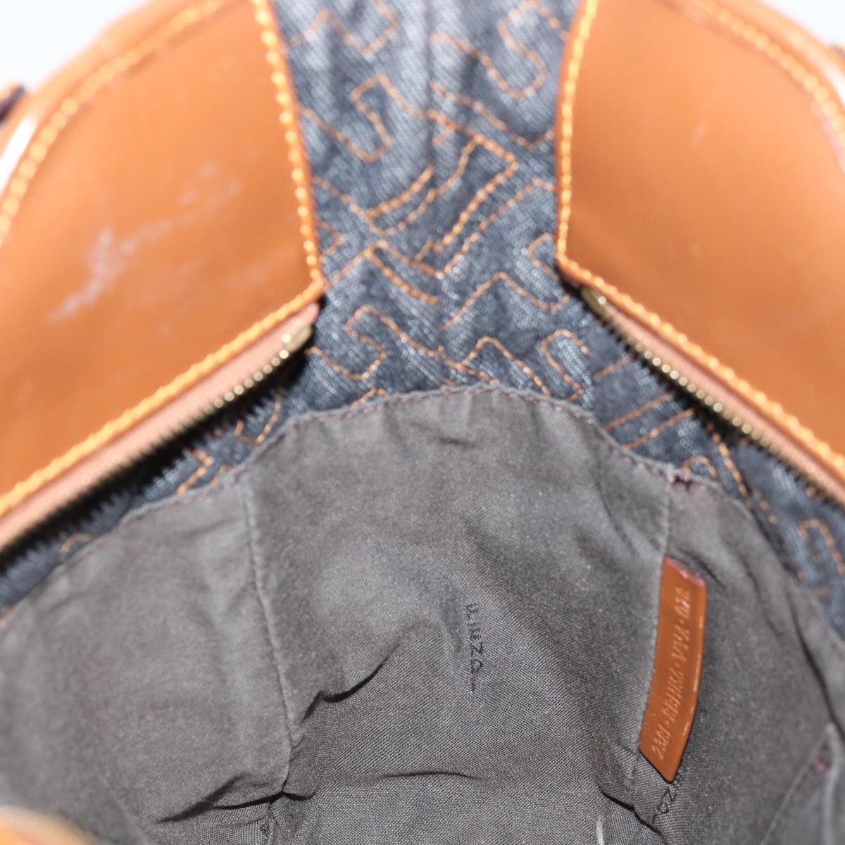 FENDI Zucca Canvas Shoulder Bag Navy Brownhk1233