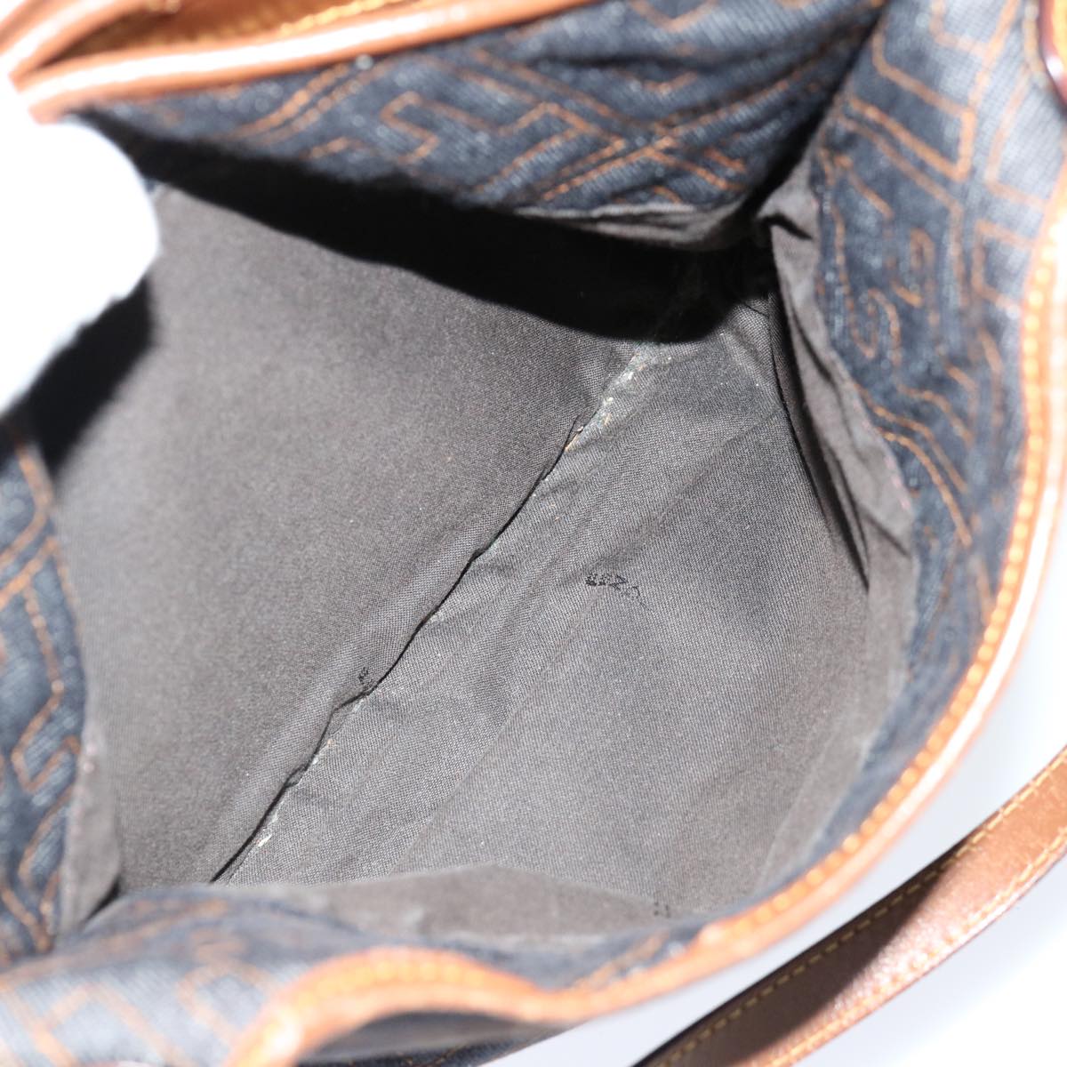 FENDI Zucca Canvas Shoulder Bag Navy Brownhk1233