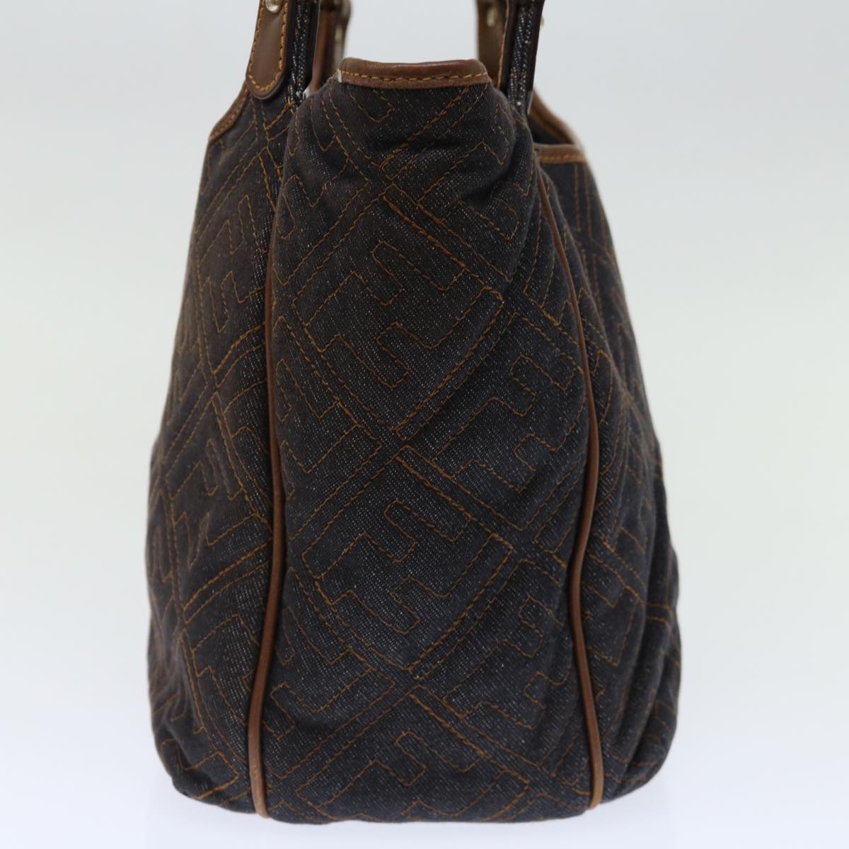 FENDI Zucca Canvas Shoulder Bag Navy Brownhk1233