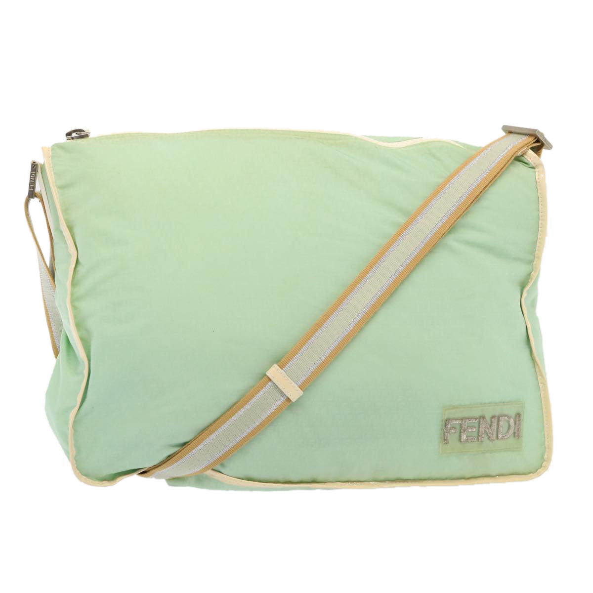 FENDI Zucchino Canvas Shoulder Bag Nylon Greenhk1304
