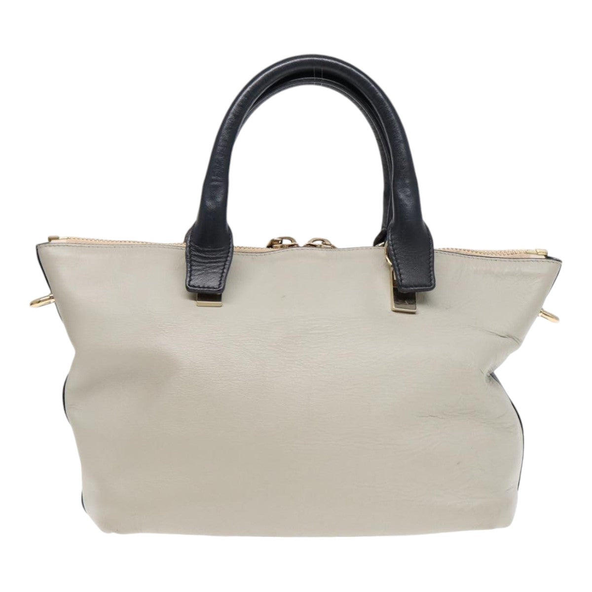 Chloe Bailey Hand Bag Leather 2way Navy Gray gold hk1582