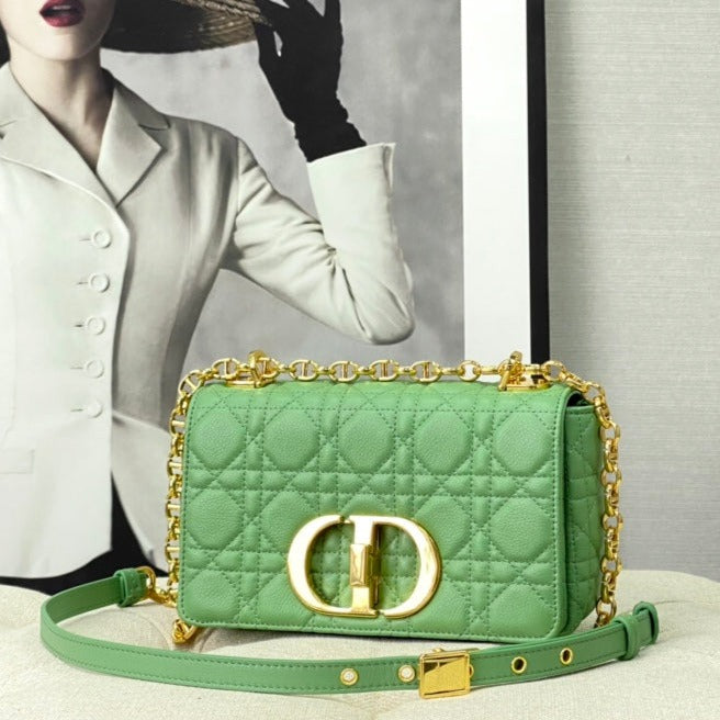 DIOR SMALL CARO BAG 20 LIGHT GREEN CALFSKIN