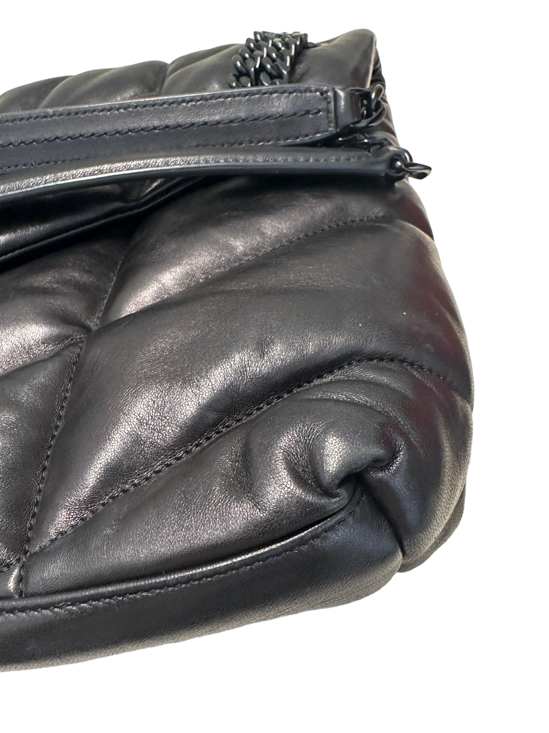 SAINT LAURENT - Black Quilted Leather Medium Loulou Puffer Bag