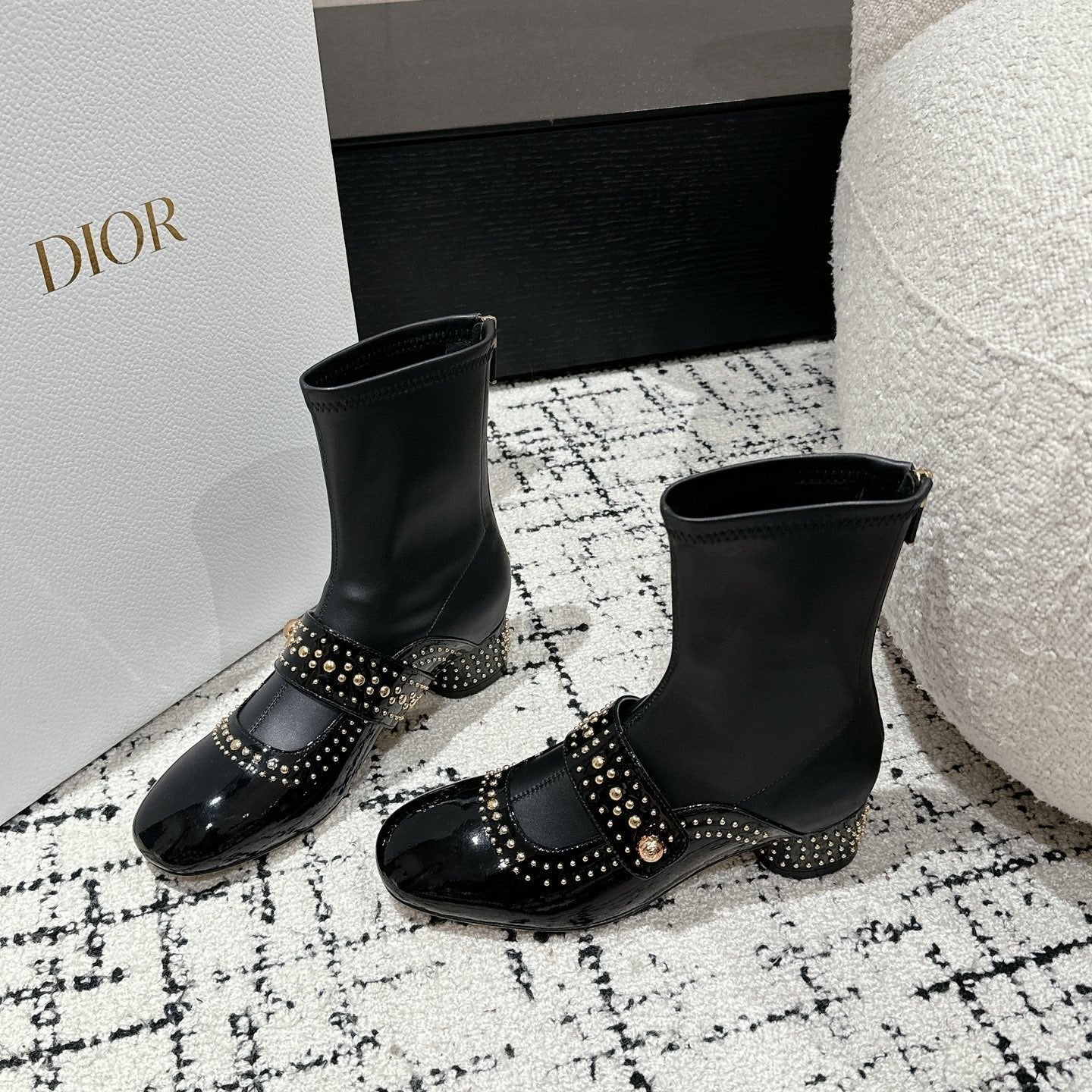 DIOR Belle-D Heeled Ankle Boot Black Lambskin