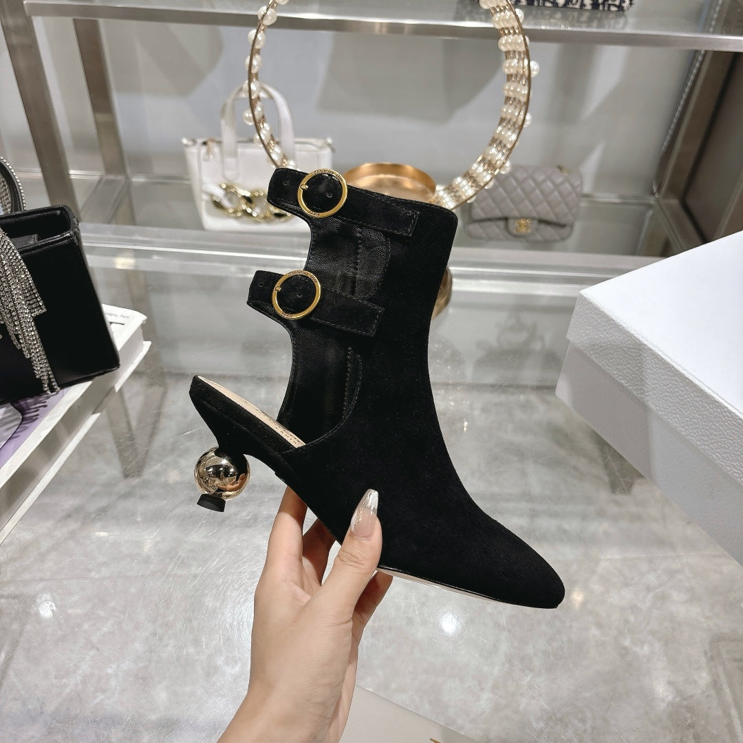 DIOR D-Idole Heeled Ankle Boot In Black Suede 996438