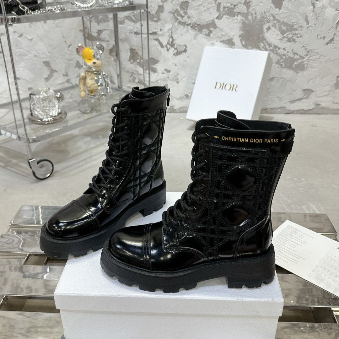 DIOR D-Unit Ankle Boot In Black Glossy Cowhide 100585