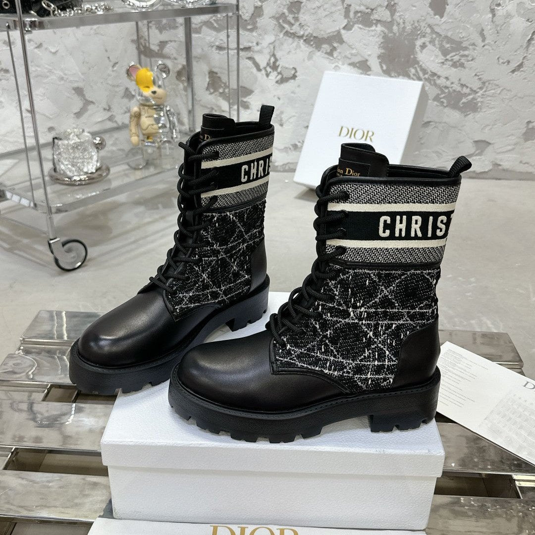 DIOR D-Major Ankle Boot In Black Tweed 100592