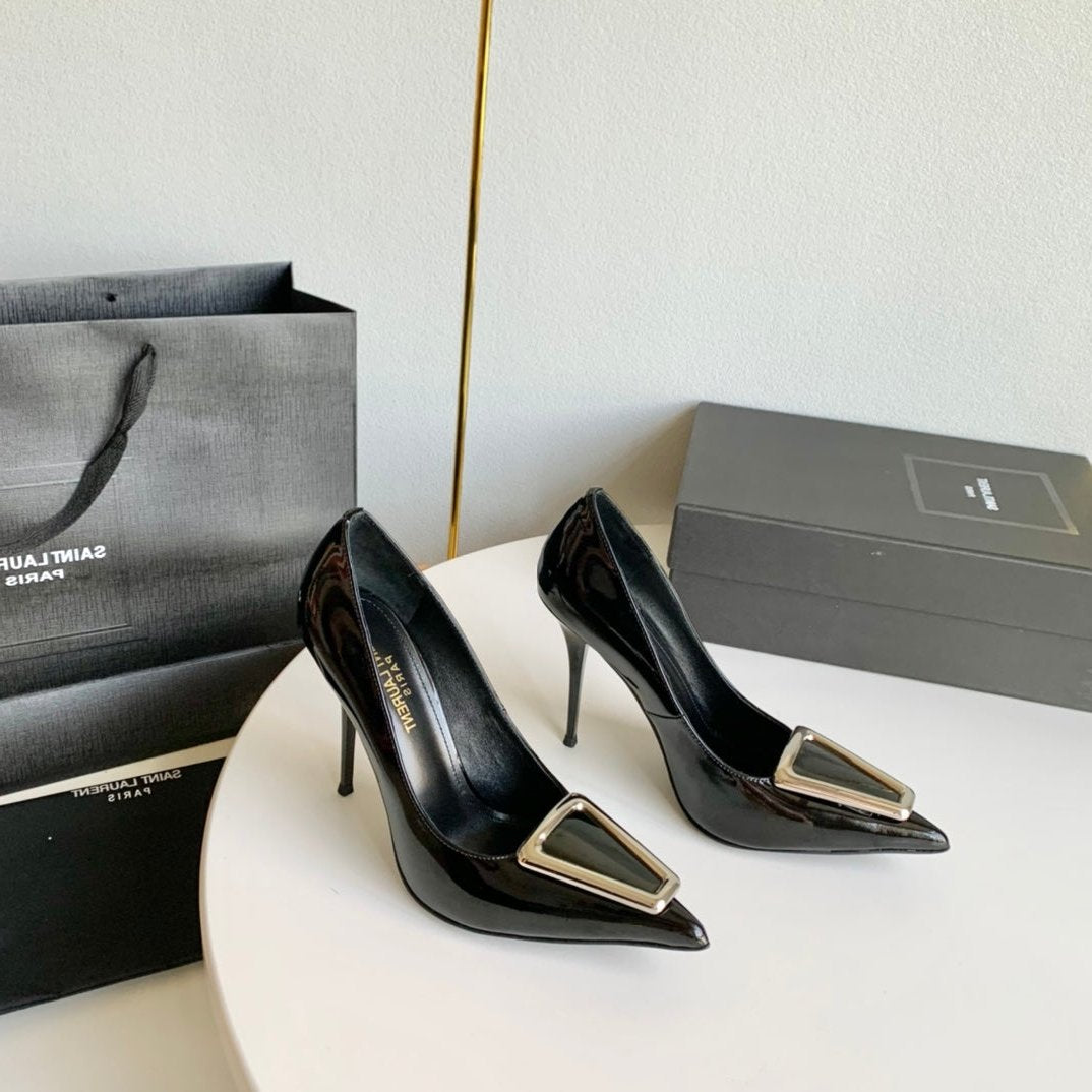 Saint Laurent SL TRIANGLE BASIC HIGH HEELS BLACK CALFSKIN