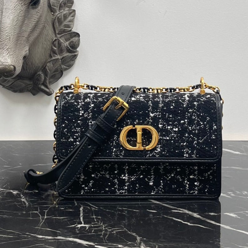 DIOR miss caro mini 18 black cannage tweed