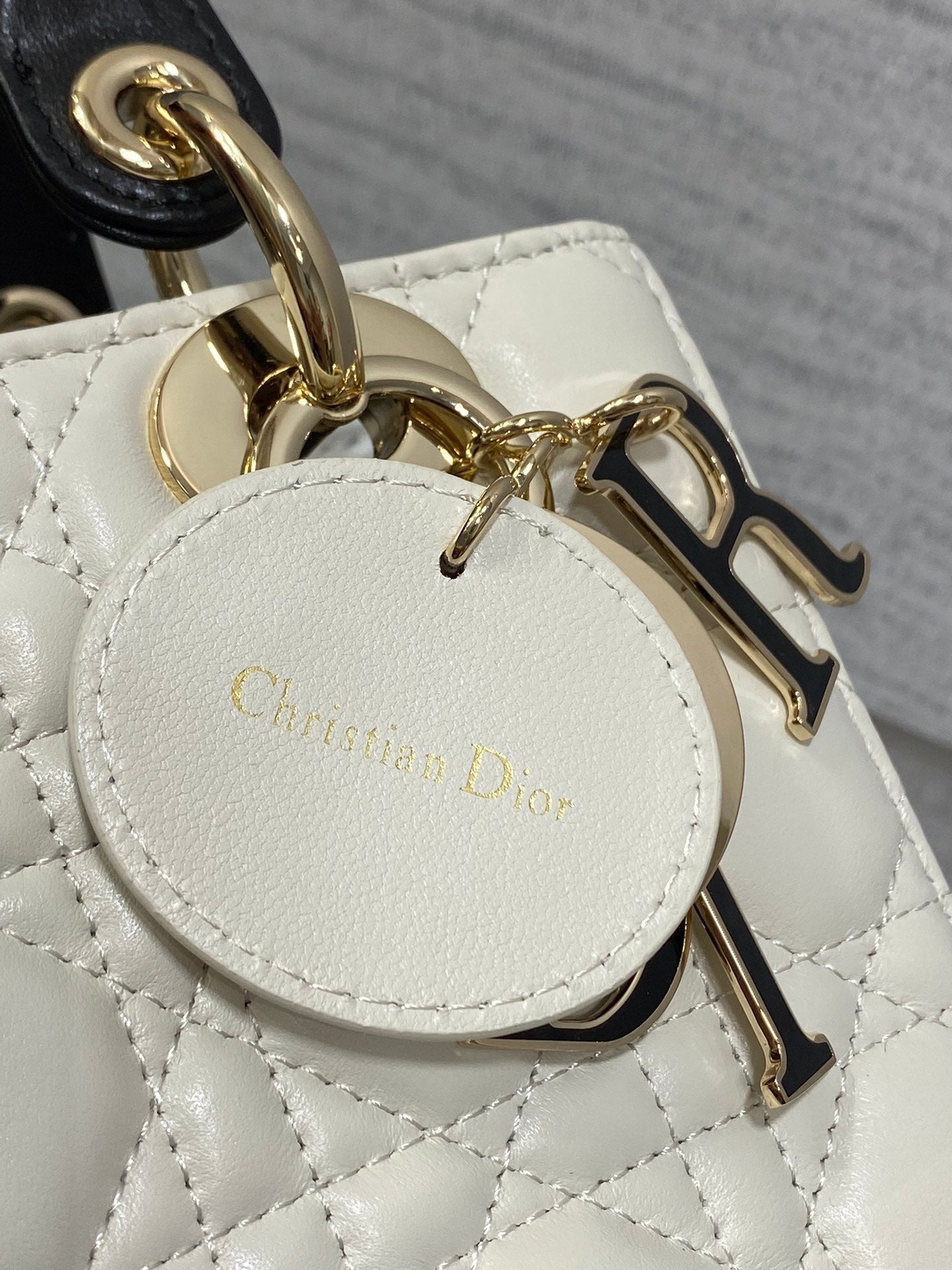 DIOR small lady 20 white black lambskin